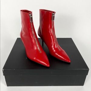 ZARA KITTEN HEEL RED BOOTIES